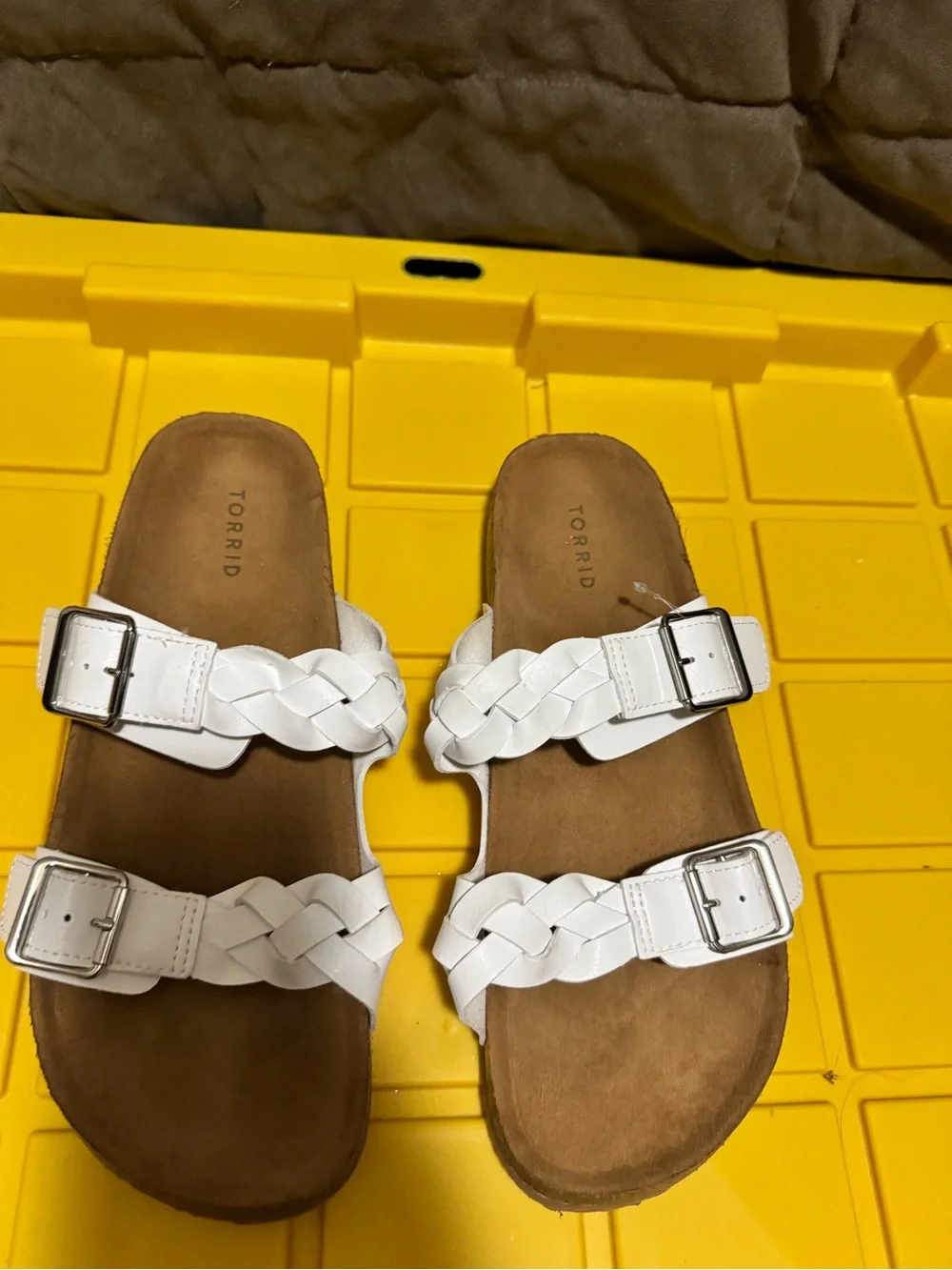 Torrid White Braided Double Buckle Sandals - Women’s 11.5 WW Slides